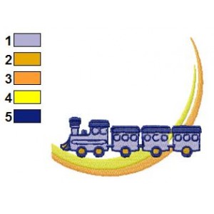 Colored Train Embroidery Design 02